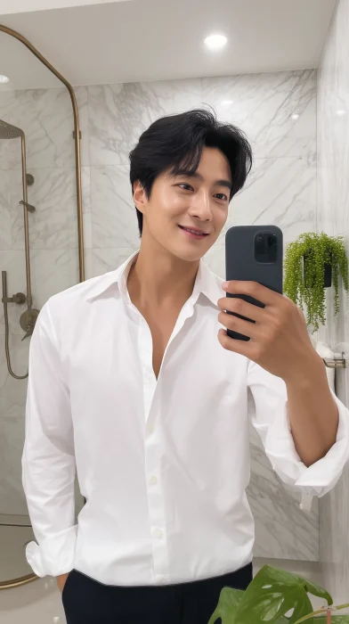 Mirror Selfie in Modern Bathroom