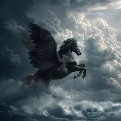 Black Pegasus Soaring