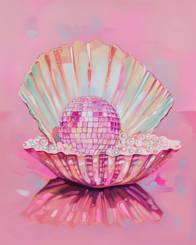 Pink Shell with Disco Ball