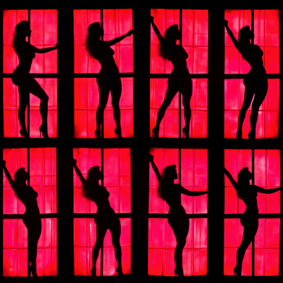 Red Window Silhouettes