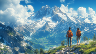 Couple Hiking in Alpine Landscape
