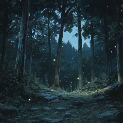 Anime Forest at Night