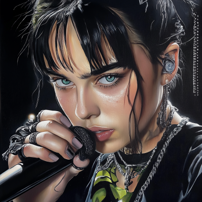 Portrait of Billie Eilish on Stage