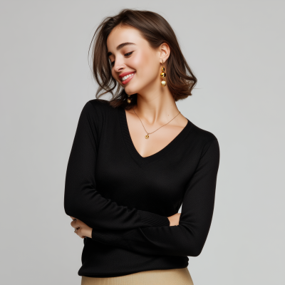 Elegant Black Cashmere V