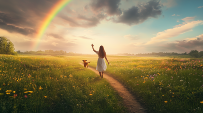 Woman Waving Goodbye to Dog