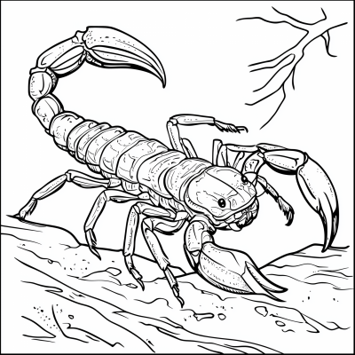 Scorpion in Nature Coloring Page