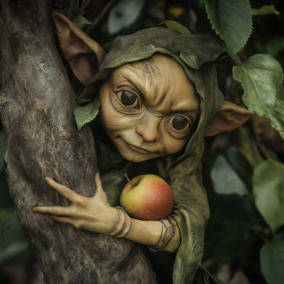 Garden Goblin in Apple Tree