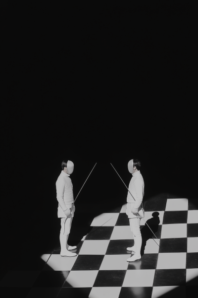 Epee Fencers on Chess Board