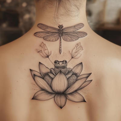 Dragonfly and Frog Tattoo