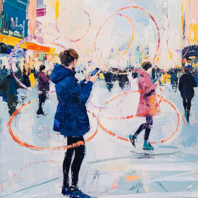 Crowded Street with Hula Hoops