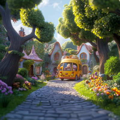 Charming Cartoon Bus