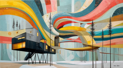 Surreal Cabin Under Northern Lights