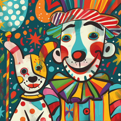 Circus Clown and Dog