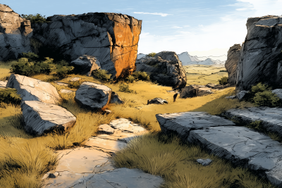 Aerial View of Rock Formations at Sunrise