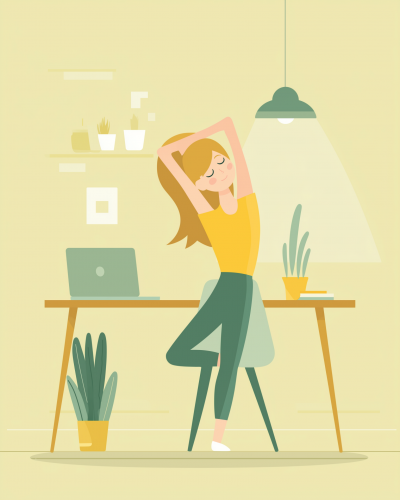 Woman Stretching at Desk