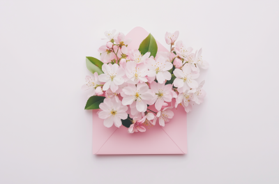 Spring Flowers on Pink Envelope