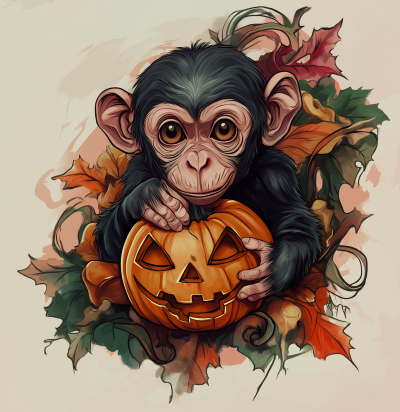 Halloween Monkey Tattoo Design