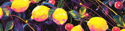 Surreal Neon Fruit Background