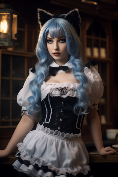Young woman in vintage café