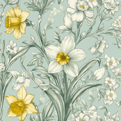 Floral Toile de Jouy Pattern