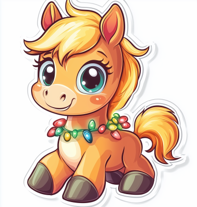 Cute Baby Horse with Christmas Lights