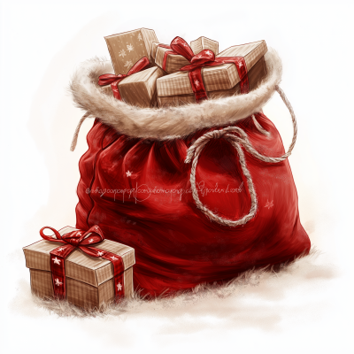 Open Red Bag with Gifts