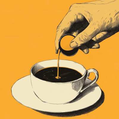 Hand Dipping Disc in Coffee