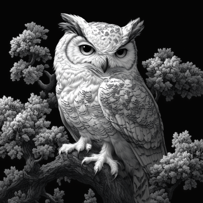 Owl in Line Art