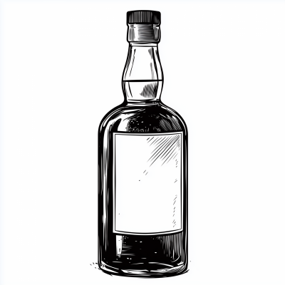 Black and White Whiskey Bottle