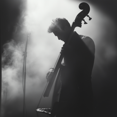 Jazz Bassist in Black and White