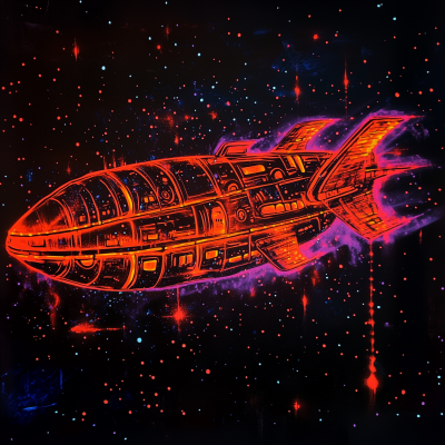 Neon Cosmic Airship