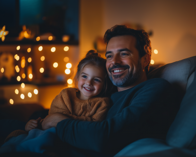 Happy Father and Daughter Together