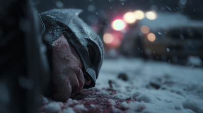 Bruised Batman in Snow