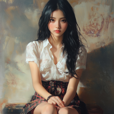 Beautiful Asian Girl in Skirt