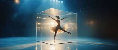 Elegant Ballerina in Glass Box