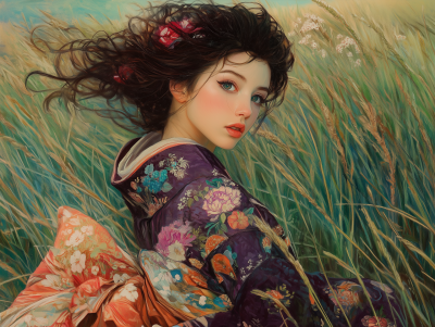 Beautiful Woman in Kimono