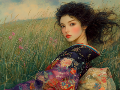 Beautiful Woman in Kimono