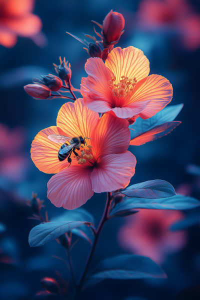 Vibrant Bee and Flower