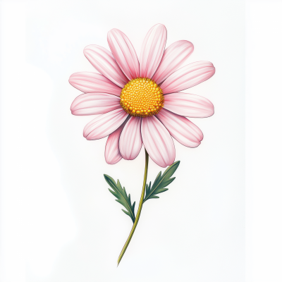 Vertical Light Pink Daisy Tattoo Design