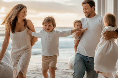 Family Walking on the Beach