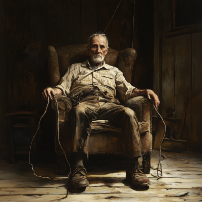 Man in an old house