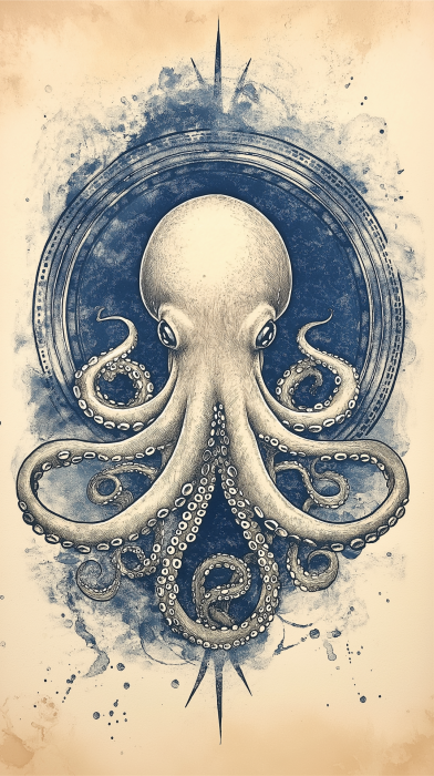 Gyotaku Squid Print