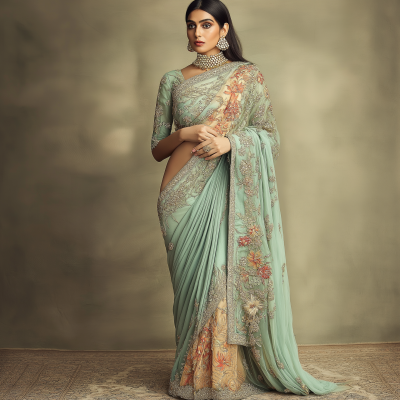 Elegant Aqua Green Saree
