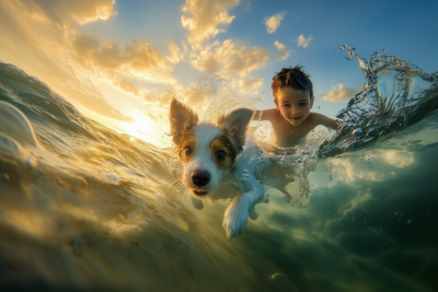 Swimming at Sunset
