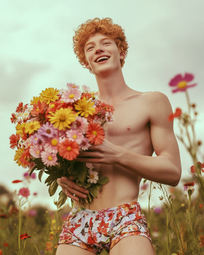 Joyful Moment in a Flower Meadow