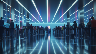 Crowd in a Bright Commercial Space