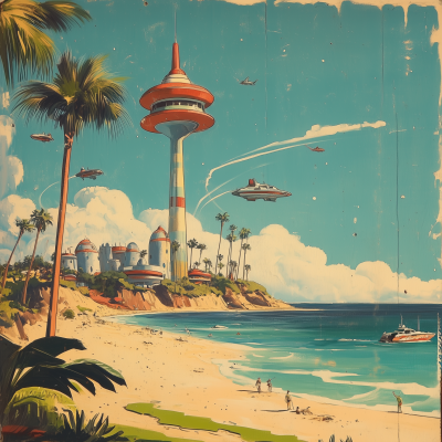 Vintage Jetsons Beach Scene