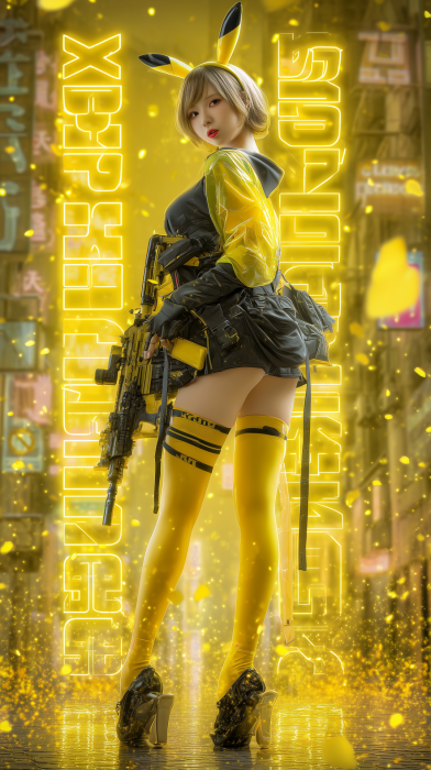 Anime Girl in Cyberpunk City
