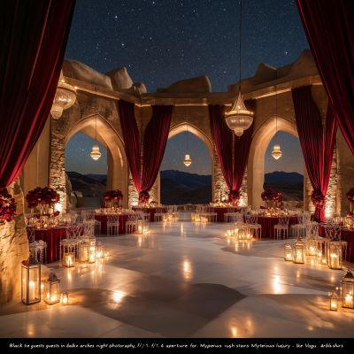 Desert Castle Wedding Venue at Night