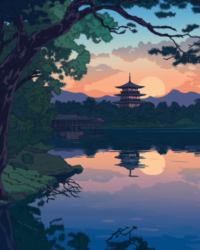 Japanese Landscape Illustration